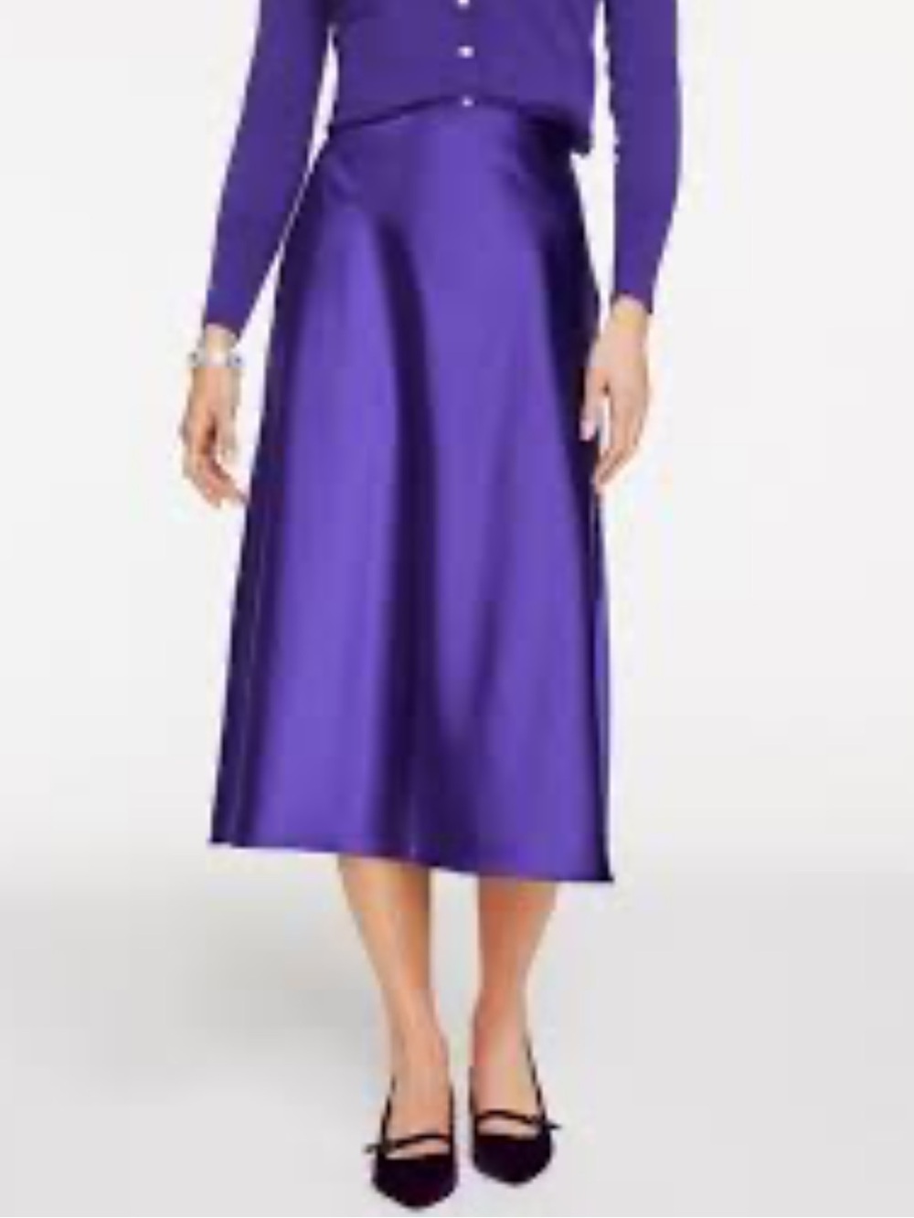 Talbots Purple Satin A-line Midi Skirt Size 8 NWT Party Event